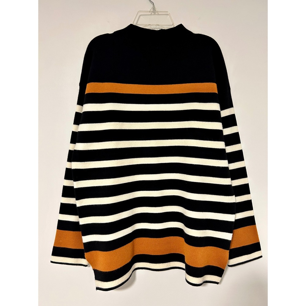 Jones New York Jones & Co Striped Sweater Black White Orange Size M Relaxed Fit